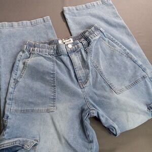 Gogo Jeans Skater Jean Collection Light Wash Wide Leg Pants Blue Size 13/31